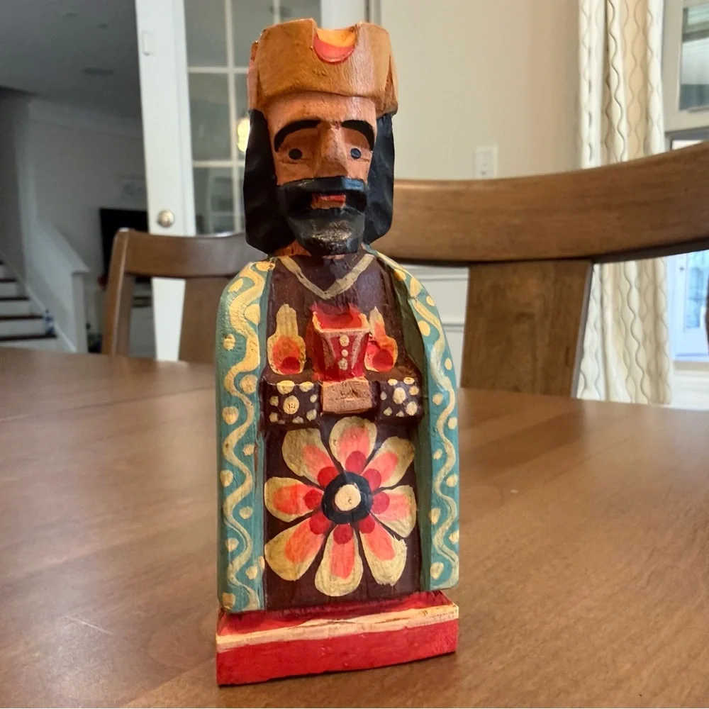Hand-Painted Wooden Nativity Set - Multicolor Folk Art - Picture 10 of 13